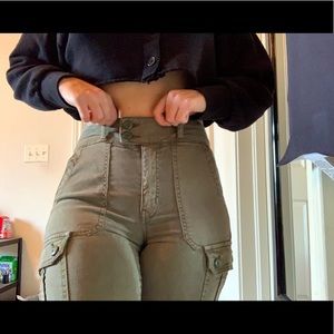 Khaki green high waisted pants